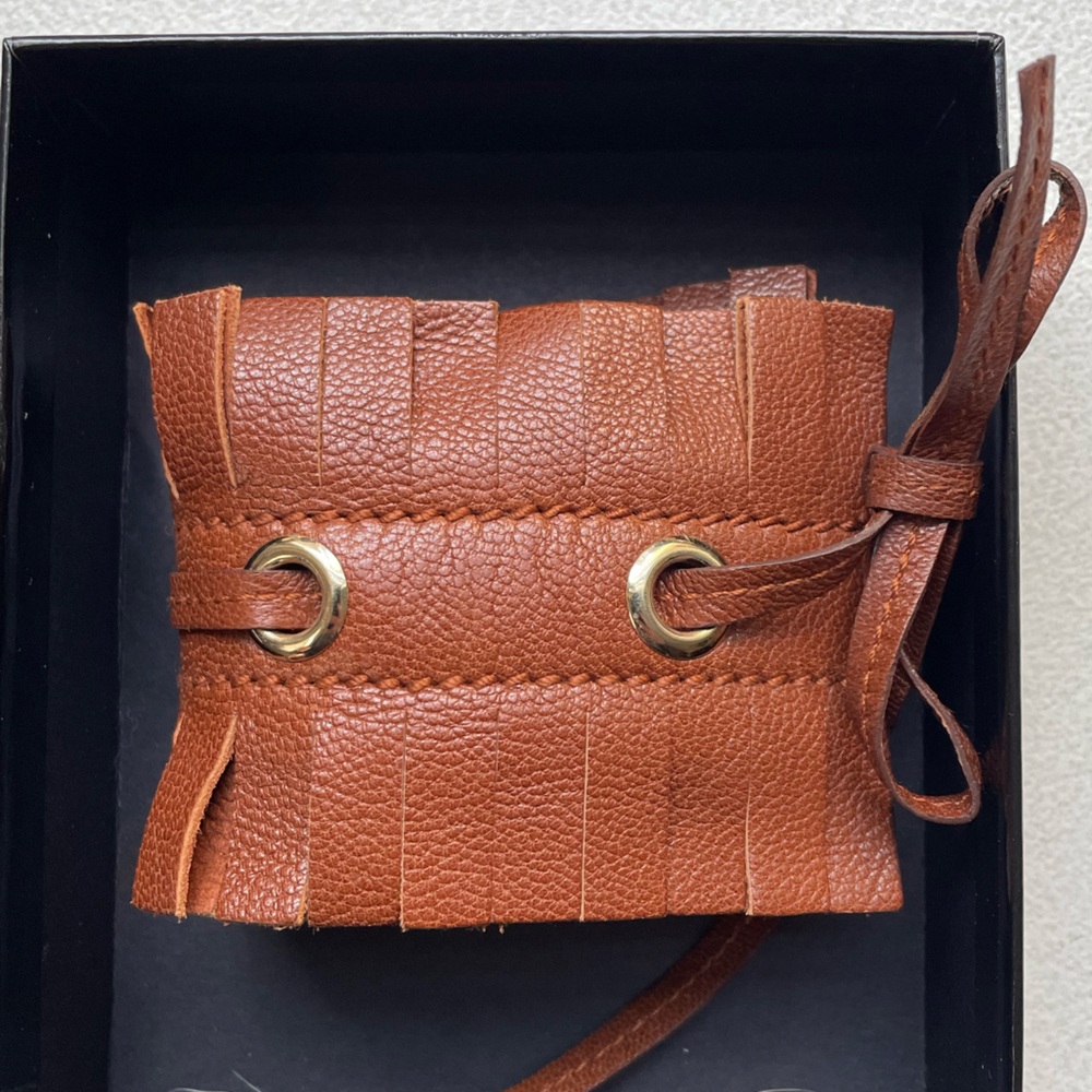 NIB Yves Saint Laurent Brown Leather Tie Bracelet